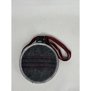 Vintage Blanket Canteen with Galvanized Metal Frame Insulated Gray Red Wool 8 in